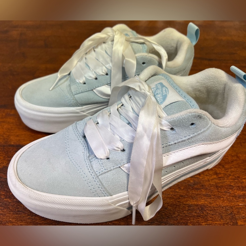 Vans Sky Blue and White Old Skool Platform Sneakers